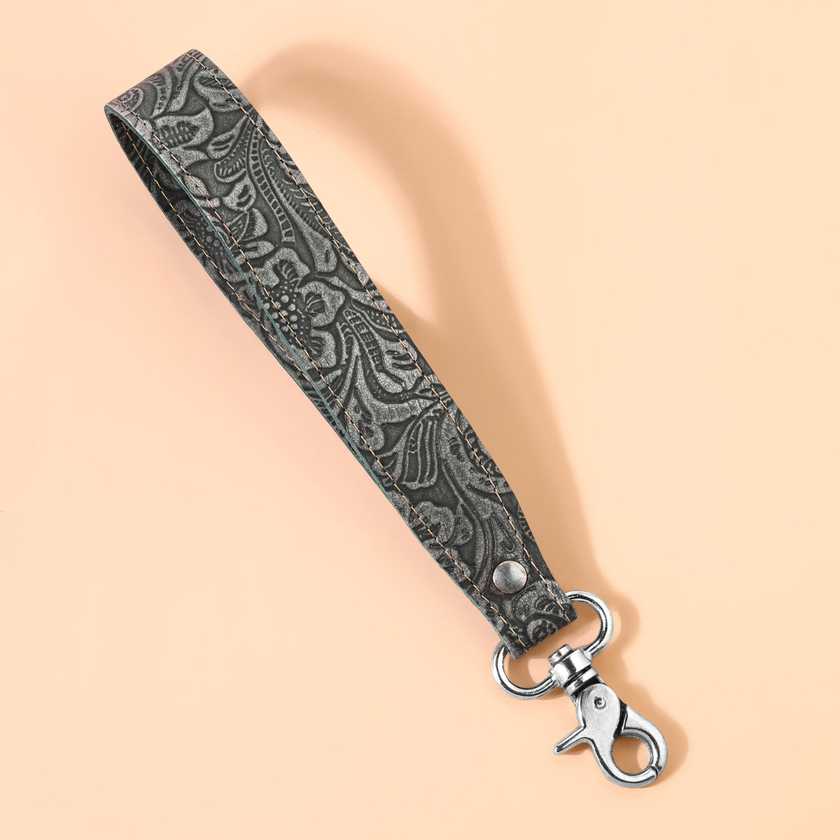 Classic Country Key Fob in slate with embossed leather