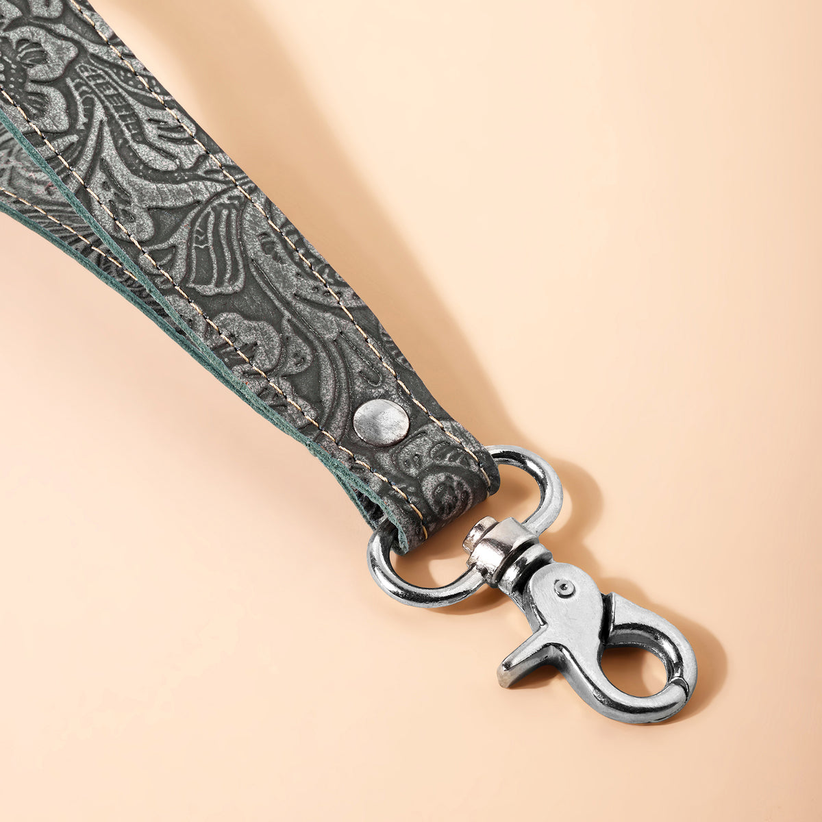 Classic Country Key Fob in slate with embossed leather