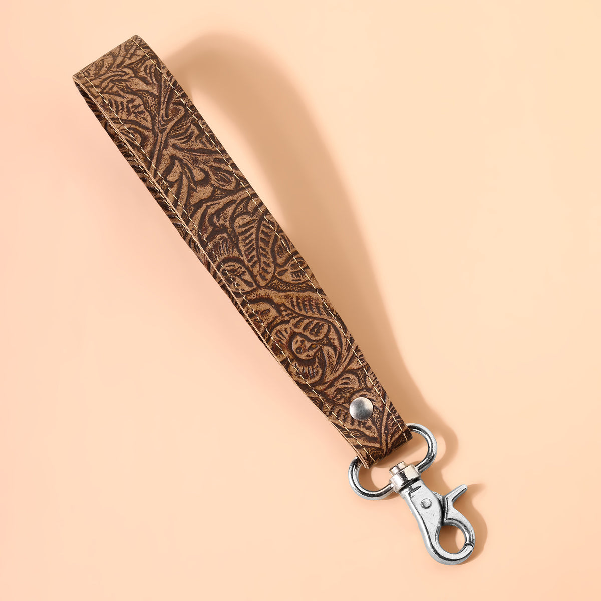 Classic Country Key Fob in tan with embossed leather