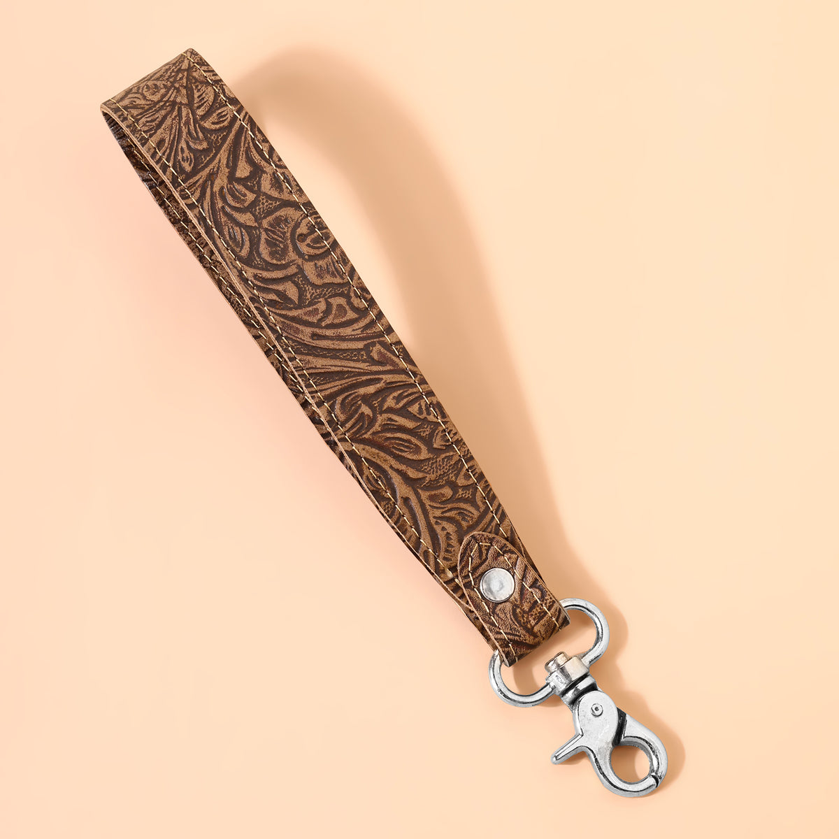 Classic Country Key Fob in tan with embossed leather