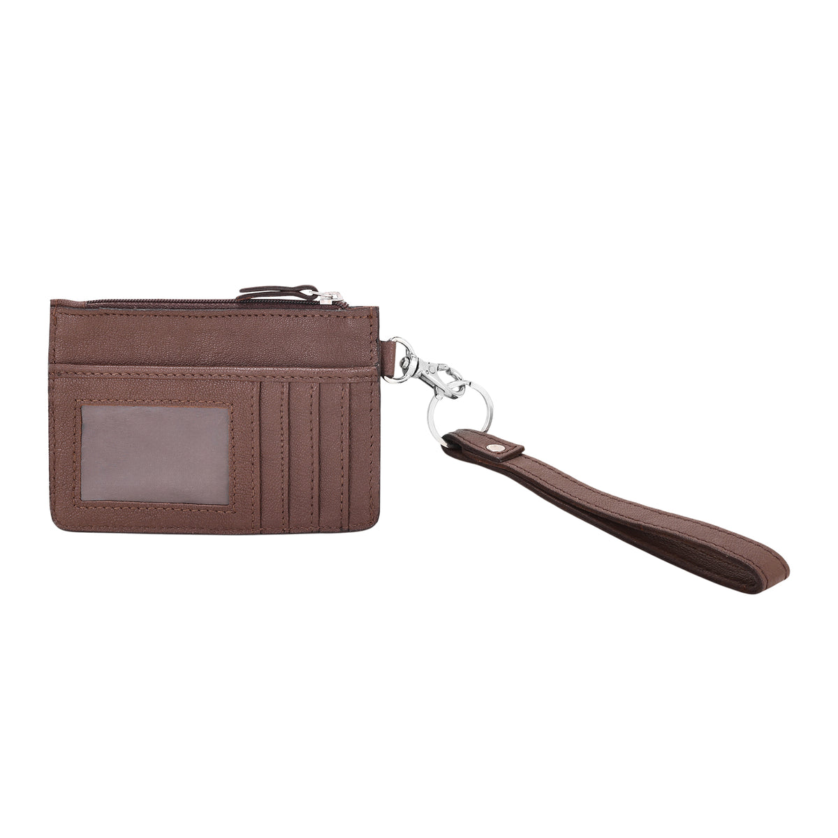 Hand Hewn Card Holder for Women in brown with hair on and hand tooled detail