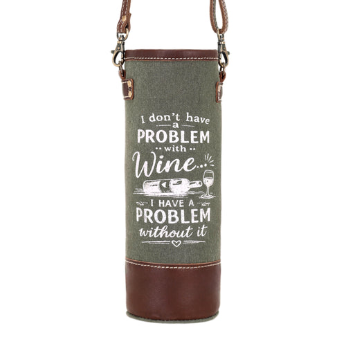 Problem with Wine Bottle Carrier in olive with vintage print