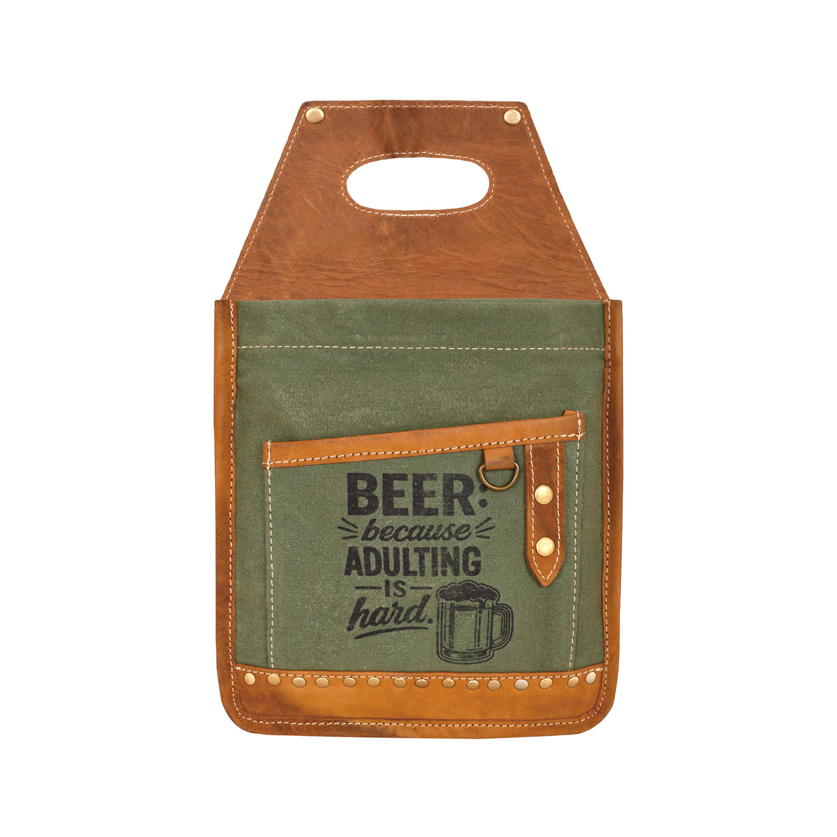 Adulting is hard Beer Bottle Caddy in olive green