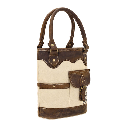 Having fun Wine Holder in cream with genuine leather