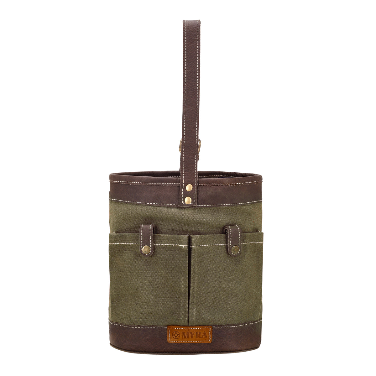 Happiness Canvas Wine Holder in olive