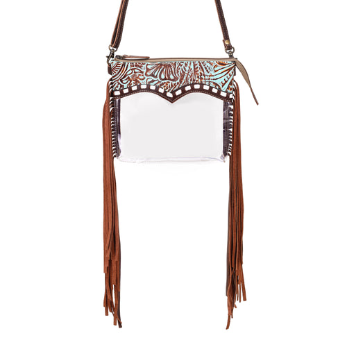 Chuckline Clear Crossbody Bag for Women in turquoise with suede