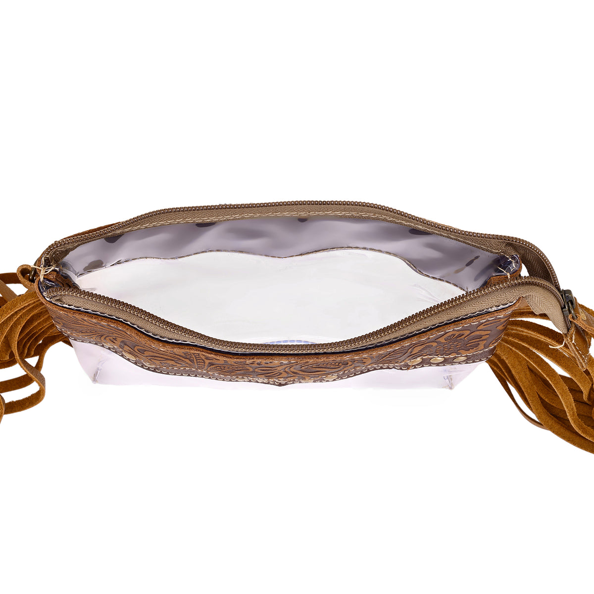 Chuckline Clear Crossbody Bag for Women in turquoise with suede