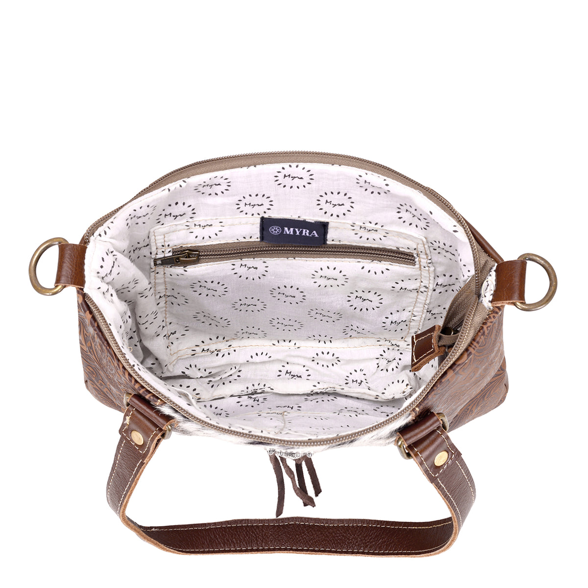 Rosalinda Concealed Carry Bag for Women in brown with hair on and concho
