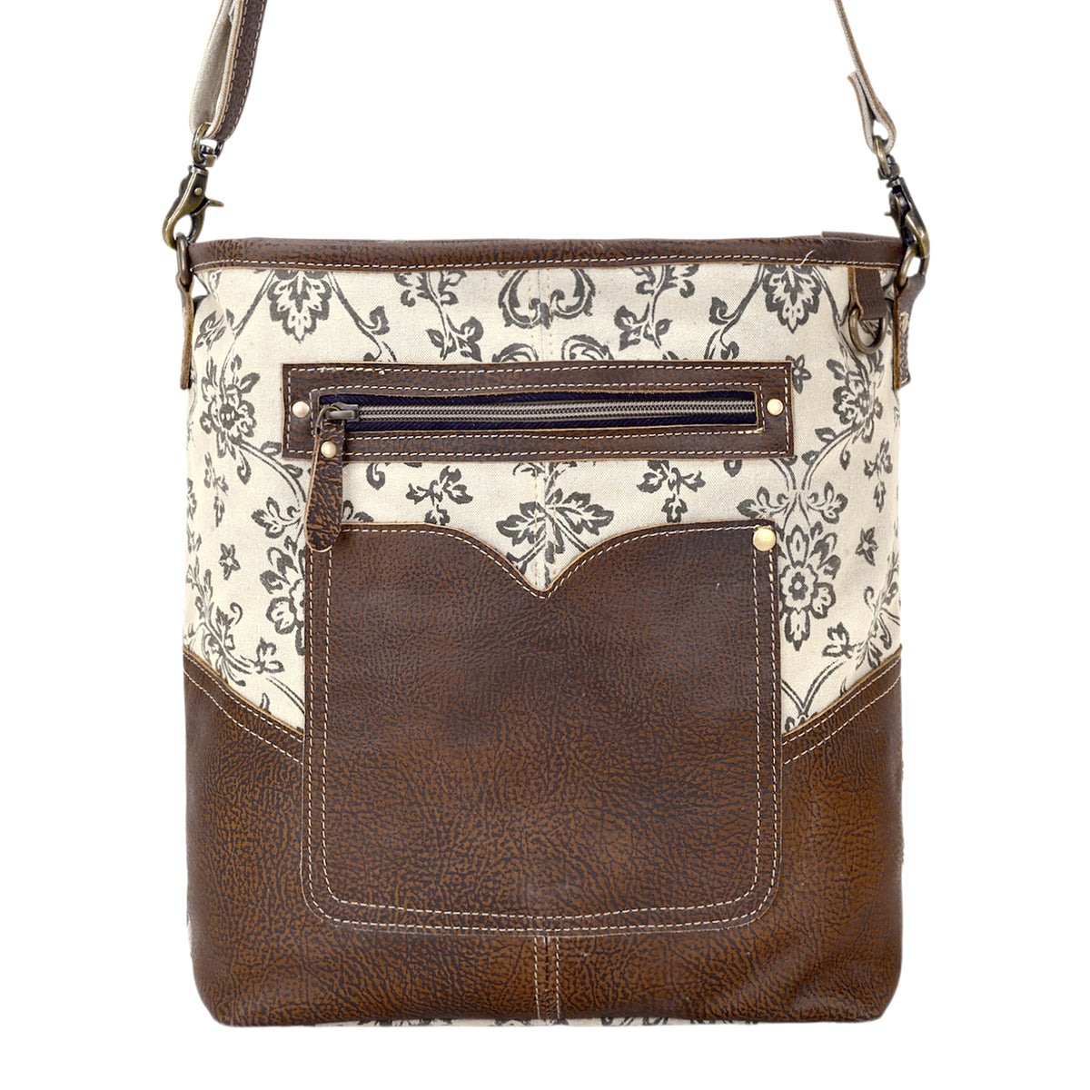 Ratany Shoulder Bag for Women in olive with leather pocket