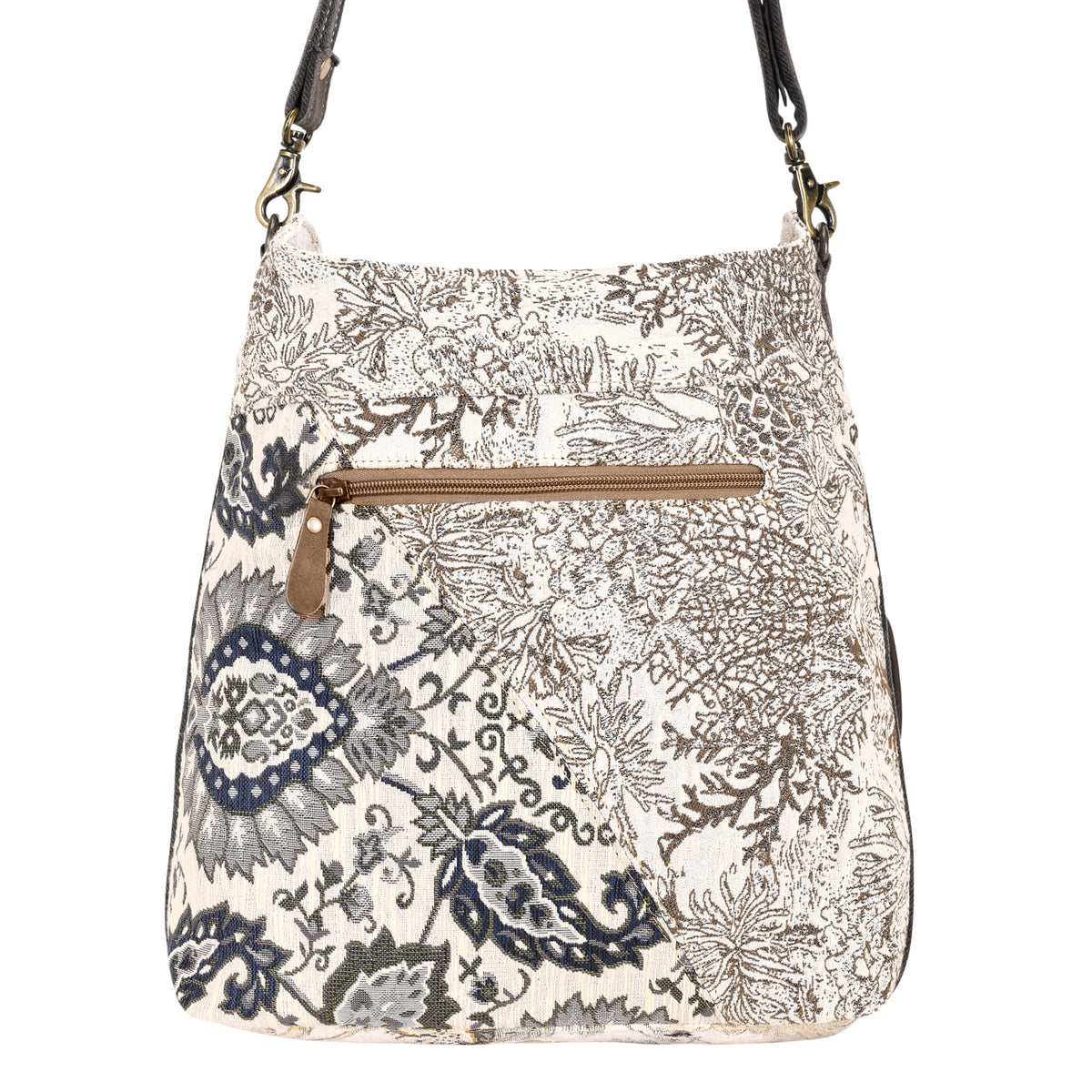 Le Fleur Bel Cowgirl Shoulder Bag for Women in cream with jacquard patchwork