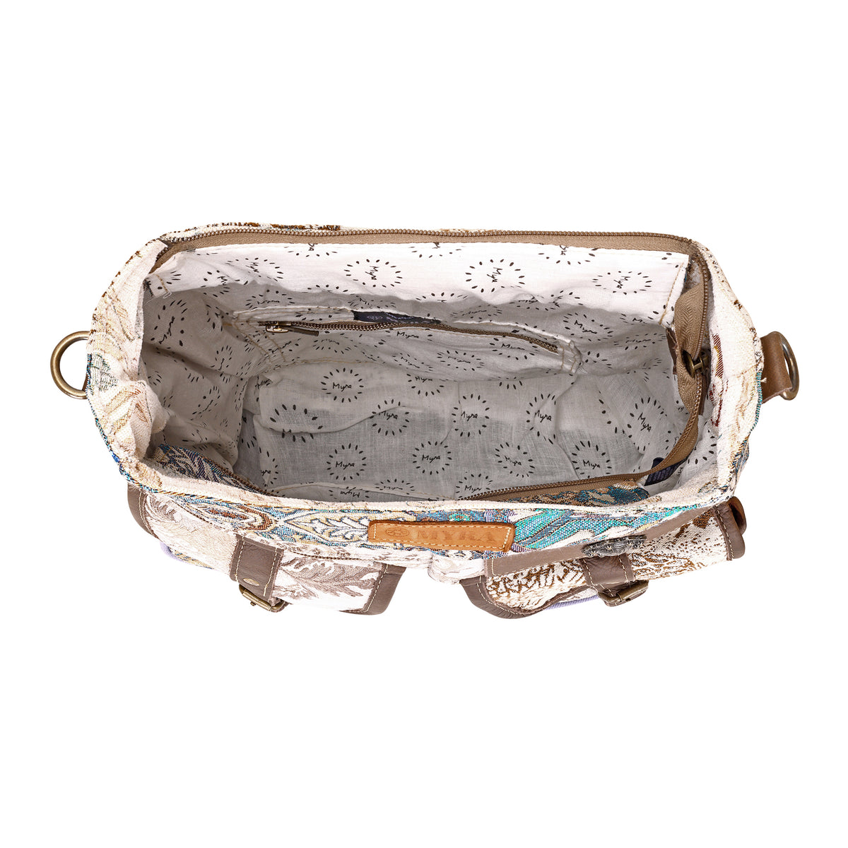 Le Fleur Bel Cowgirl Shoulder Bag for Women in cream with jacquard patchwork