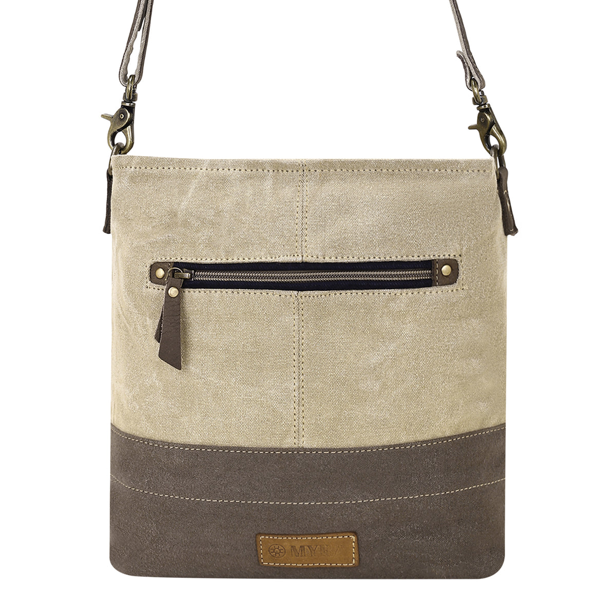 Bricklebush Shoulder Bag for Women in olive with canvas patchwork