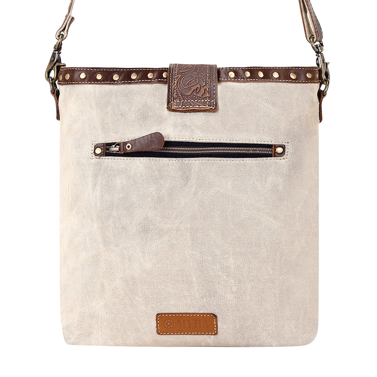 Winterfat Upcycled Canvas Bag for Women in cream with wildflower print