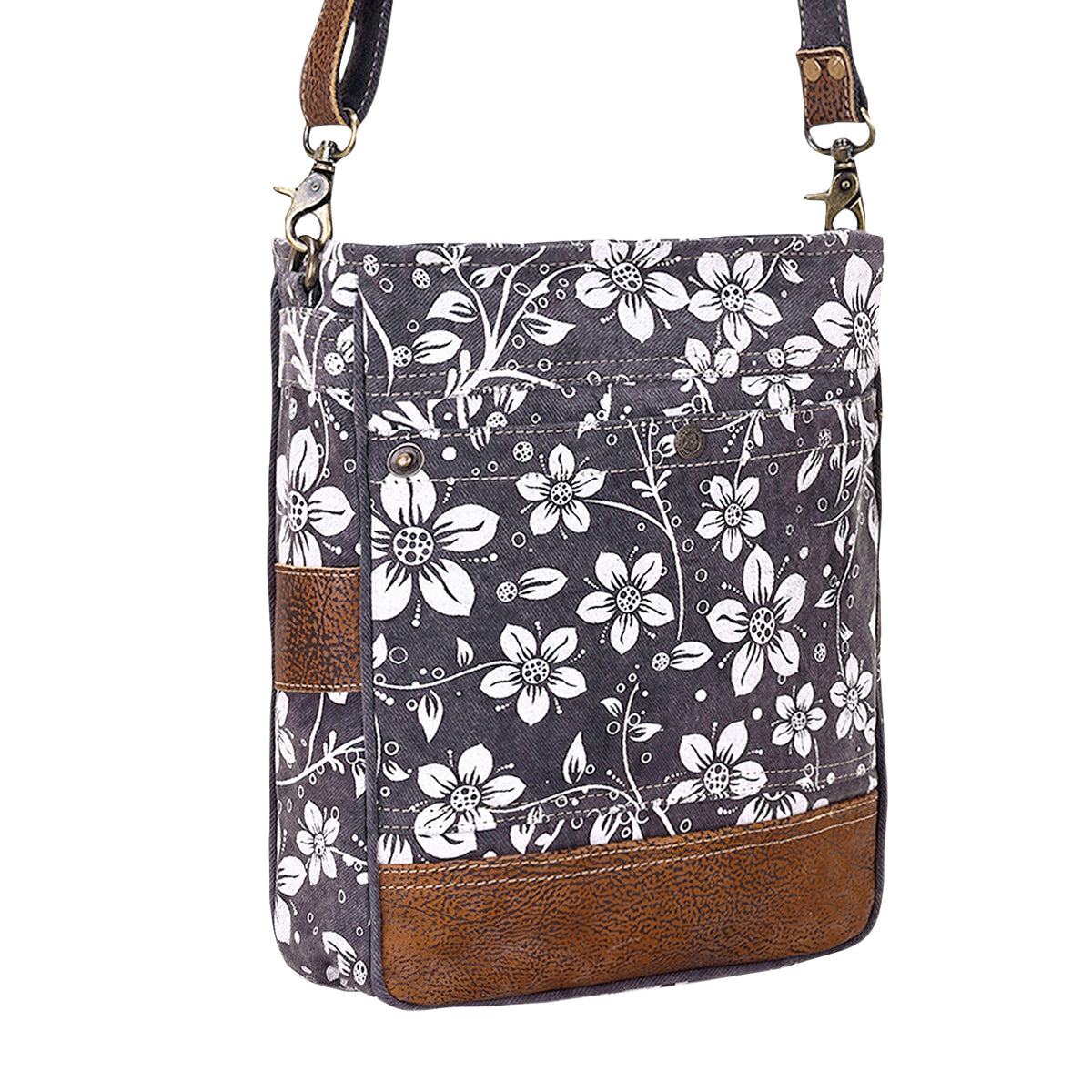 Blossom Print Shoulder Bag in grey