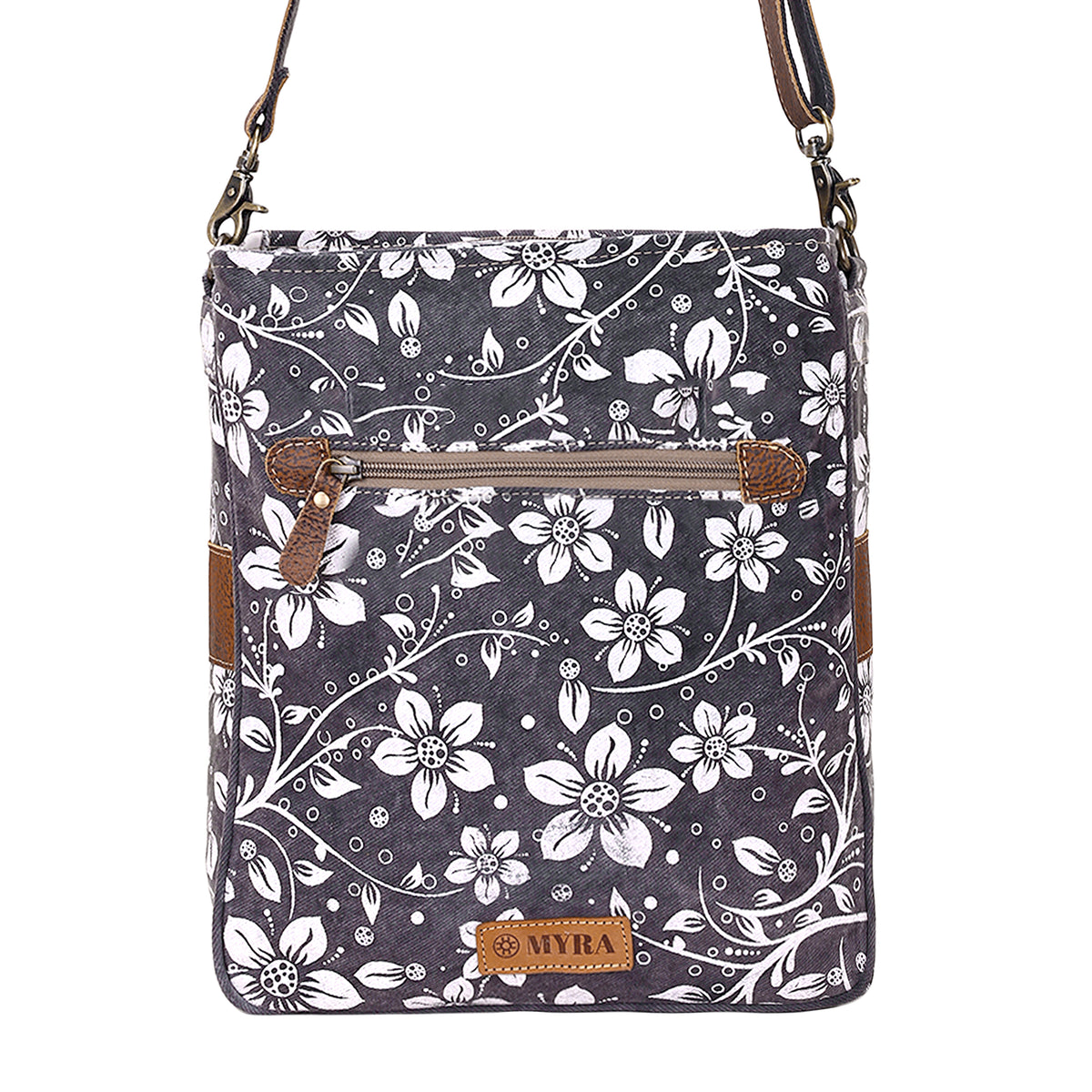 Blossom Print Shoulder Bag in grey