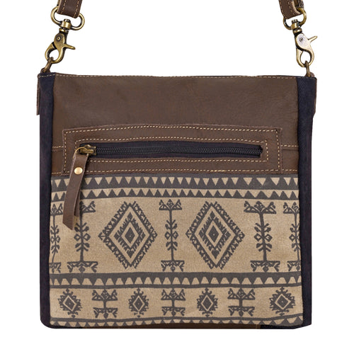 Tapeo Crossbody Bag for Women in tan with Aztec print
