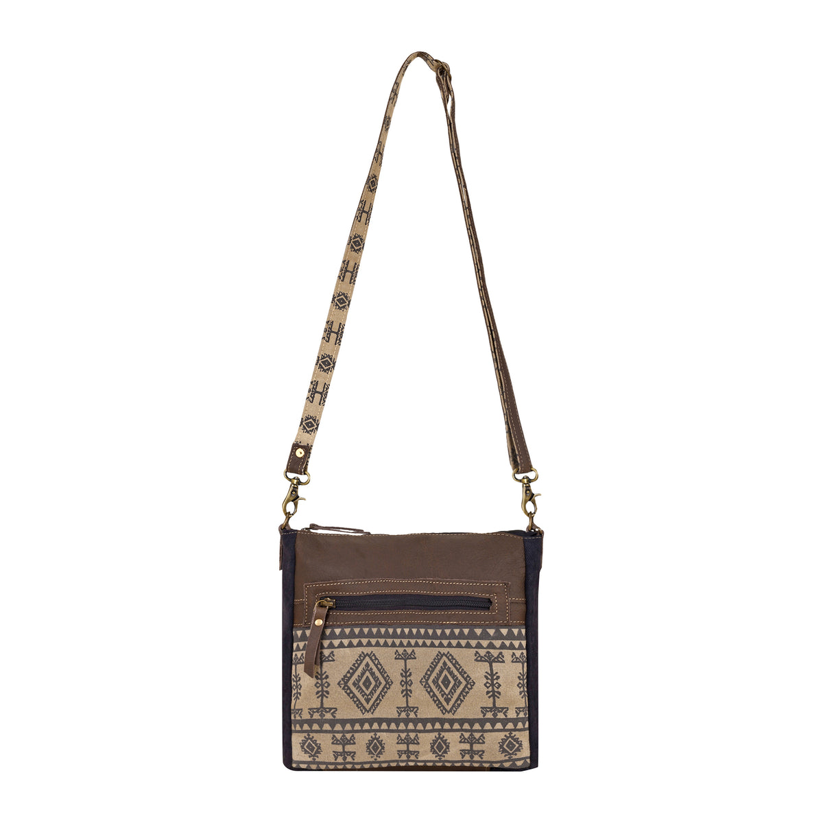 Tapeo Crossbody Bag for Women in tan with Aztec print
