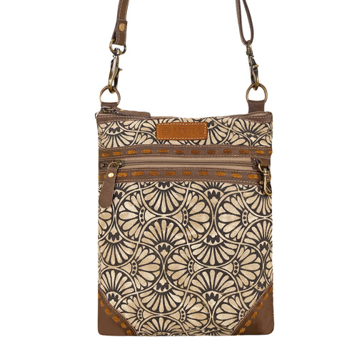 Caprock Small Crossbody Bag with buckstitch trim in cream