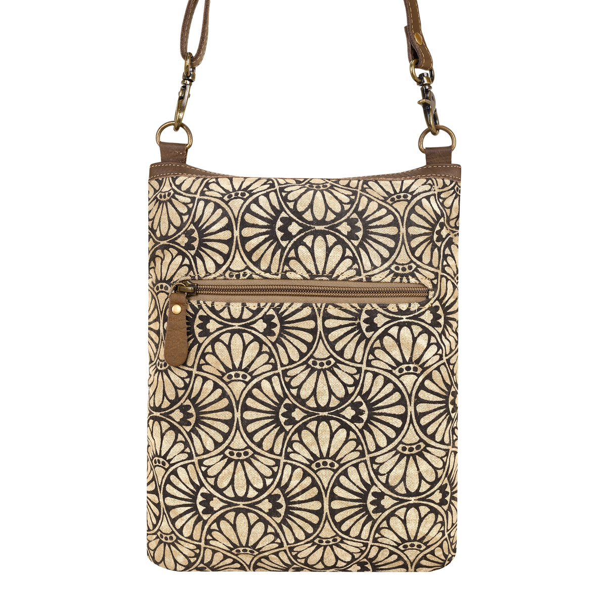 Caprock Small Crossbody Bag with buckstitch trim in cream