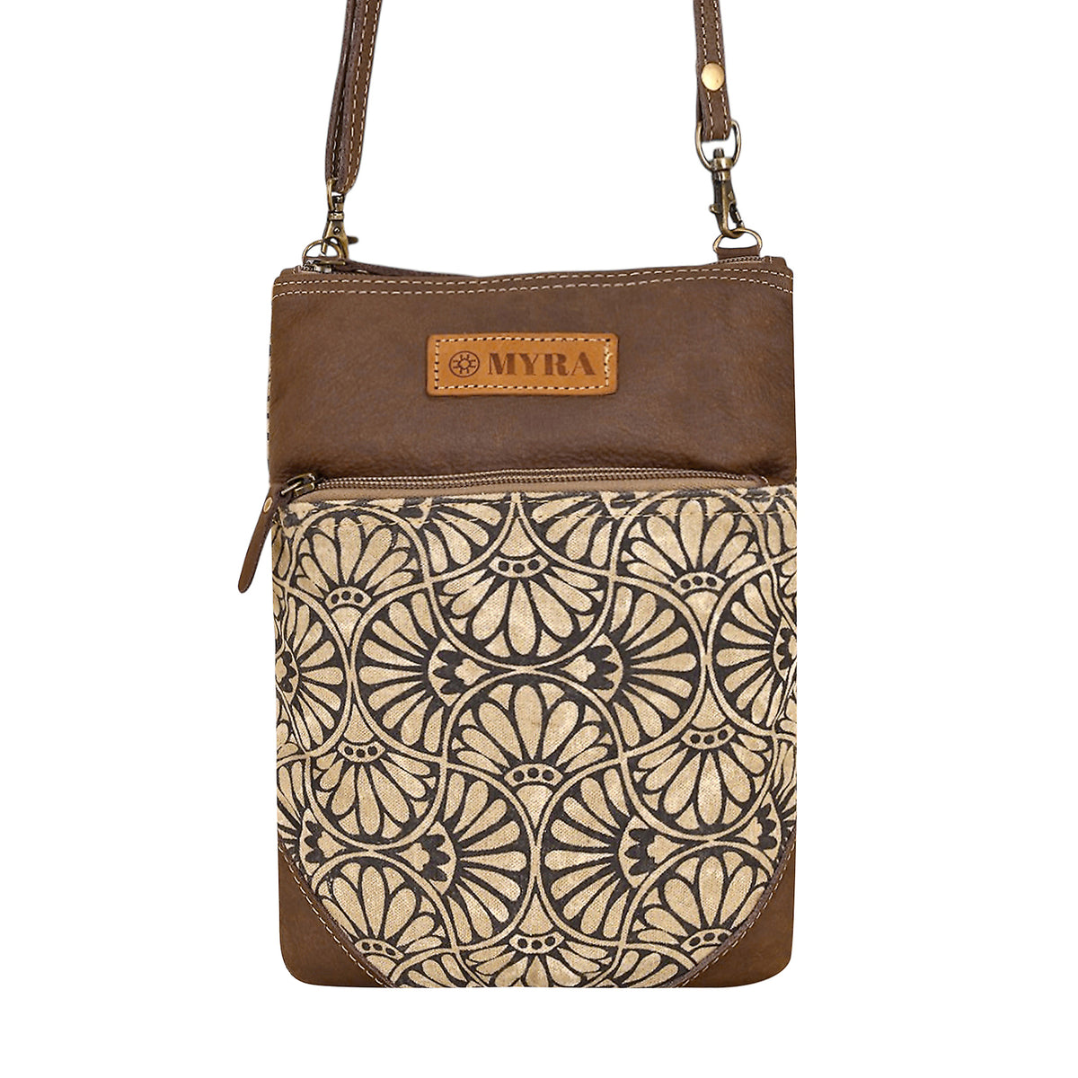 Caprock Small Crossbody Bag with leather panel in cream