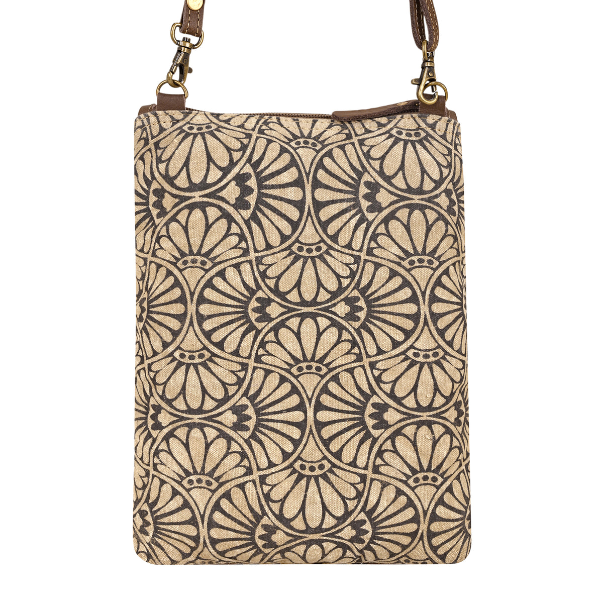Caprock Small Crossbody Bag with leather panel in cream