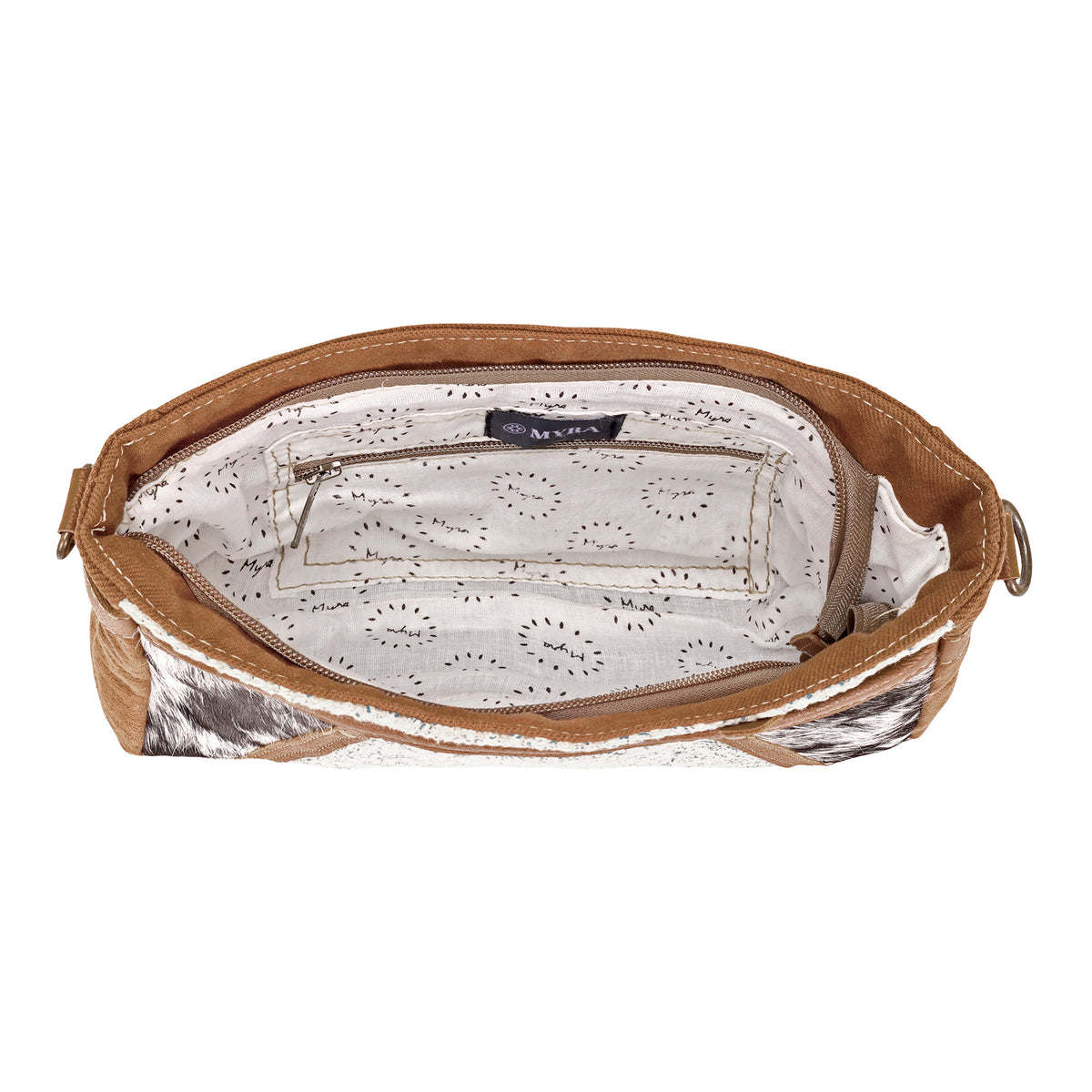 Dual Strap Small Crossbody Bag in blue with hair on