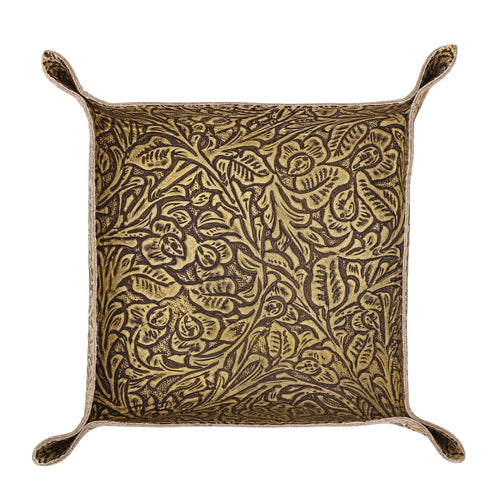 Copperwind Leather Tray in Antique Olive