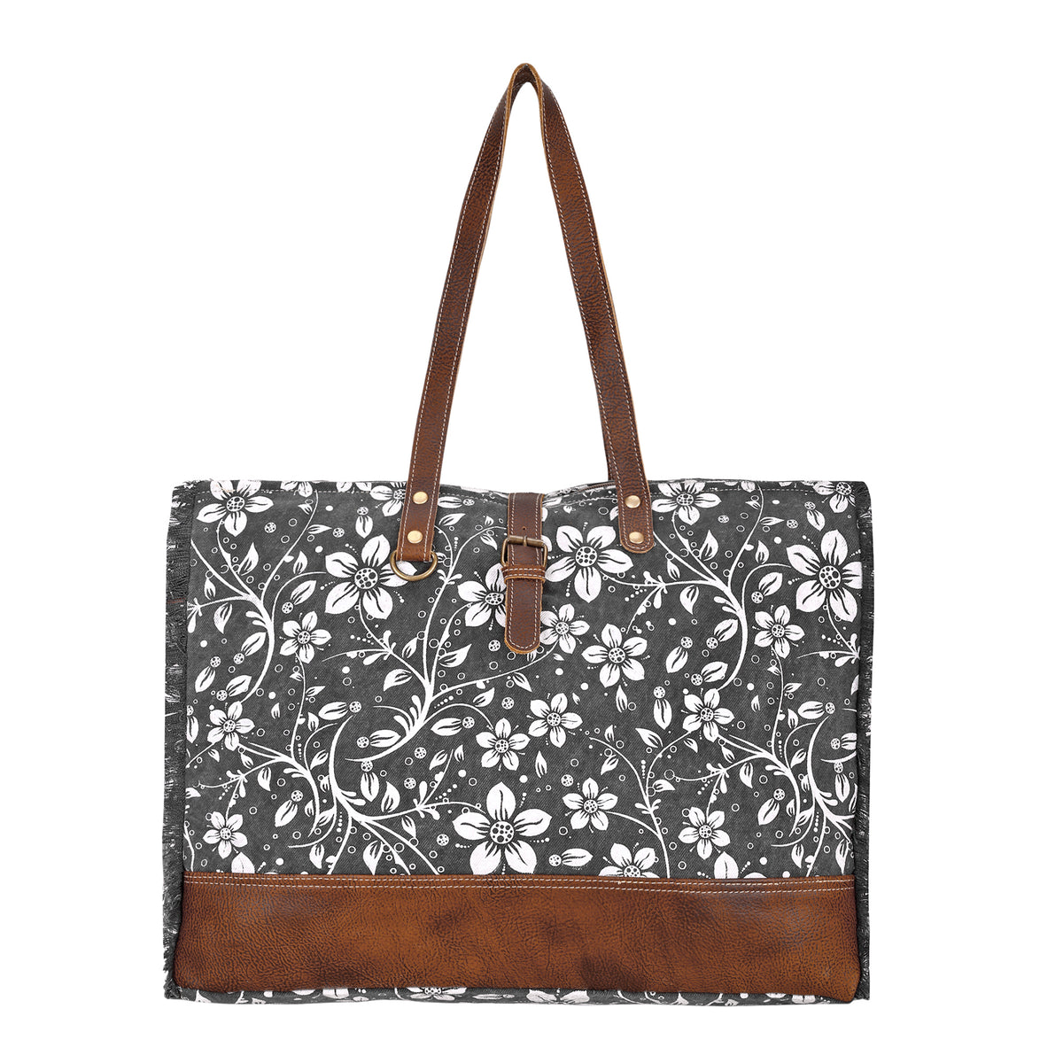 Anemone Weekender Bag in charcoal with floral print