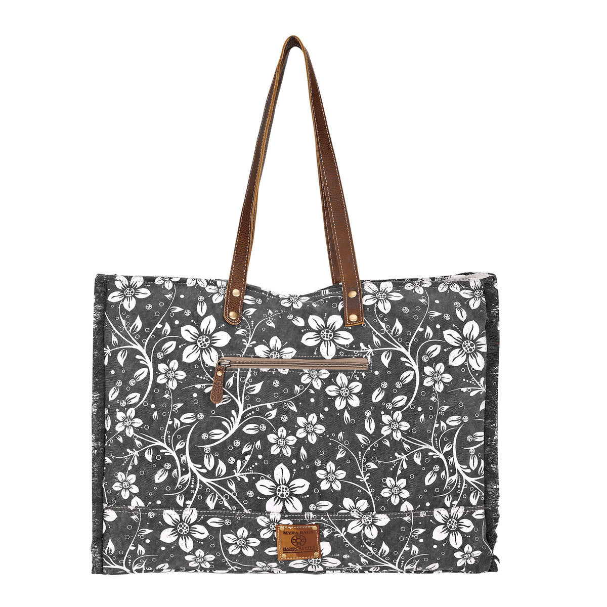 Anemone Weekender Bag in charcoal with floral print