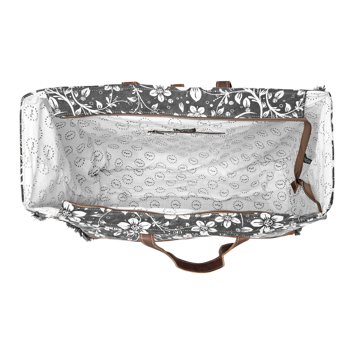 Anemone Weekender Bag in charcoal with floral print