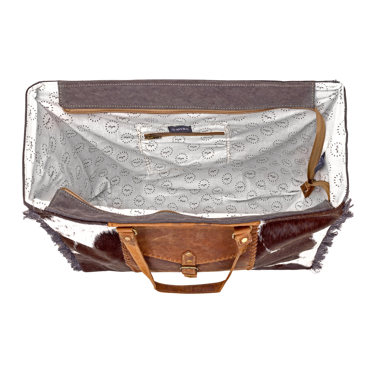 Penstemon Weekender Bag for Women in olive with hair on and leather
