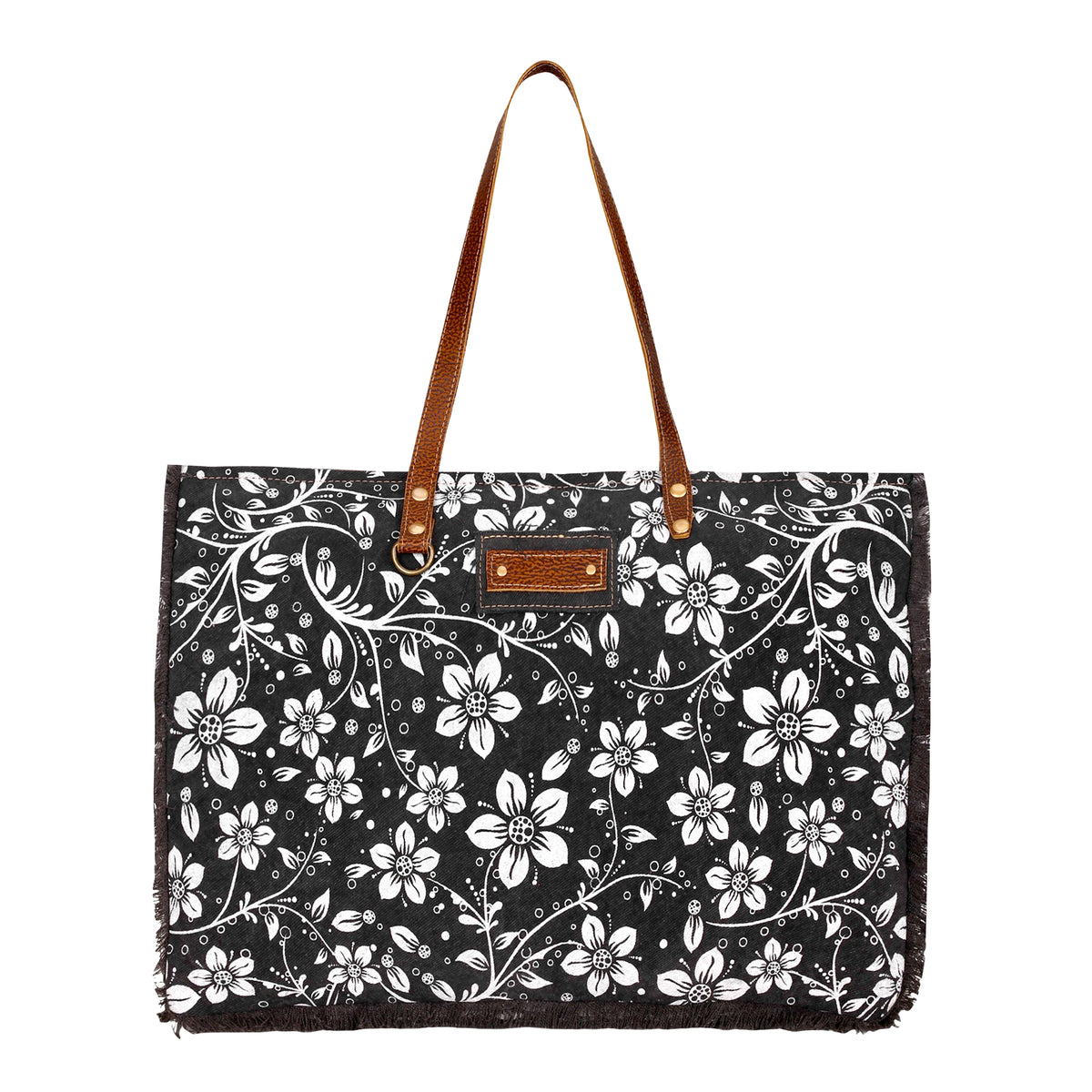 Chalky Weekender Bag in charcoal with floral print