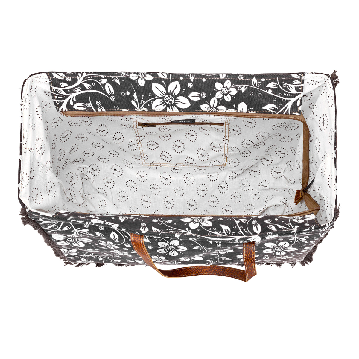 Chalky Weekender Bag in charcoal with floral print
