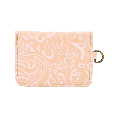 Juniper Moon Embossed Leather Coin Purse in Ivory Beige