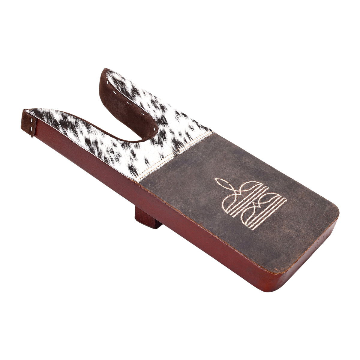 Chuckline Boot Jack in black and white with hair on and embroidered detail