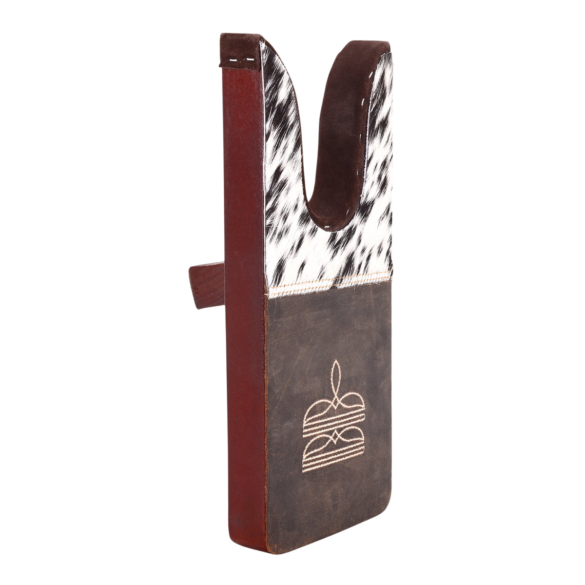 Chuckline Boot Jack in black and white with hair on and embroidered detail