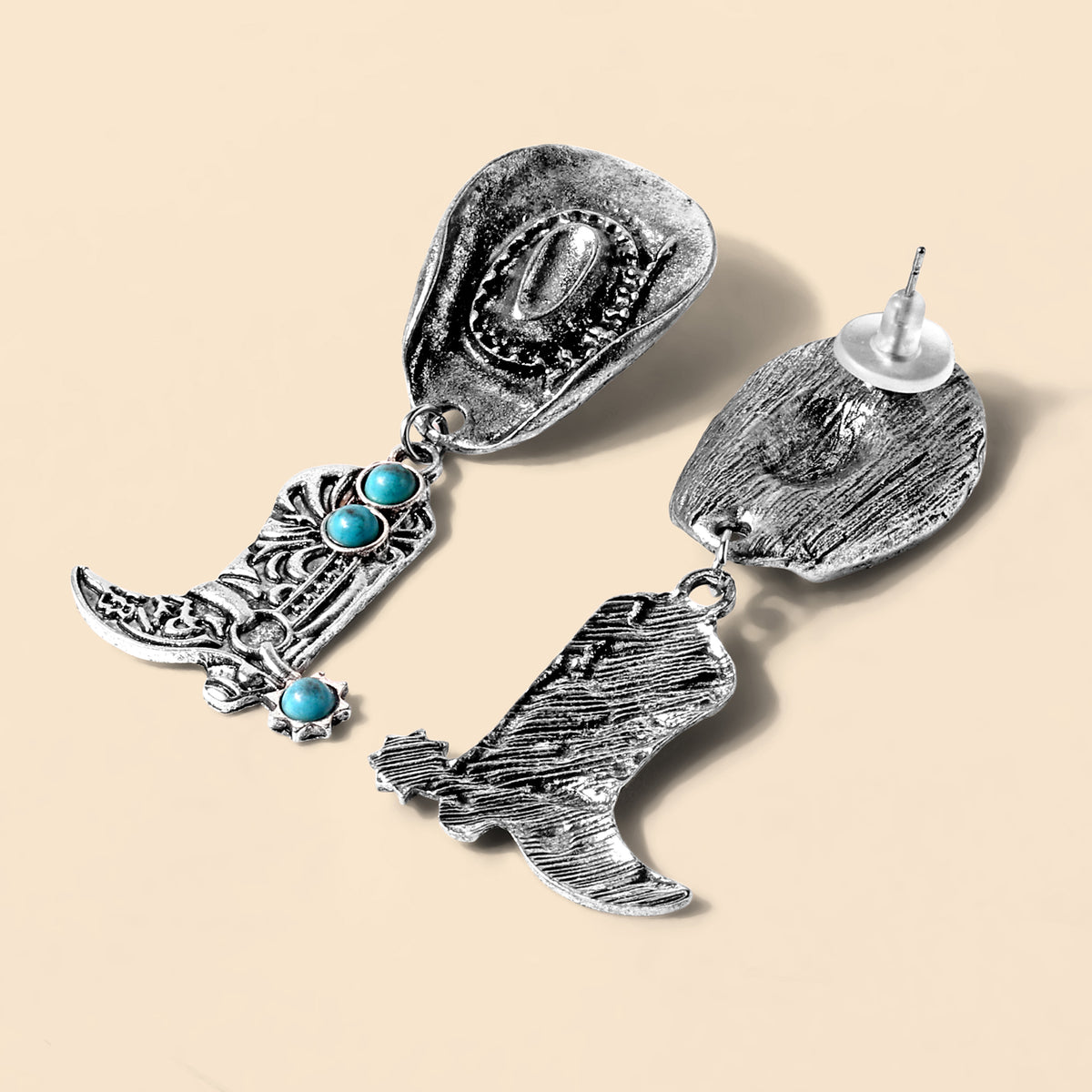 Boot Spur Earrings in Turquoise Antique