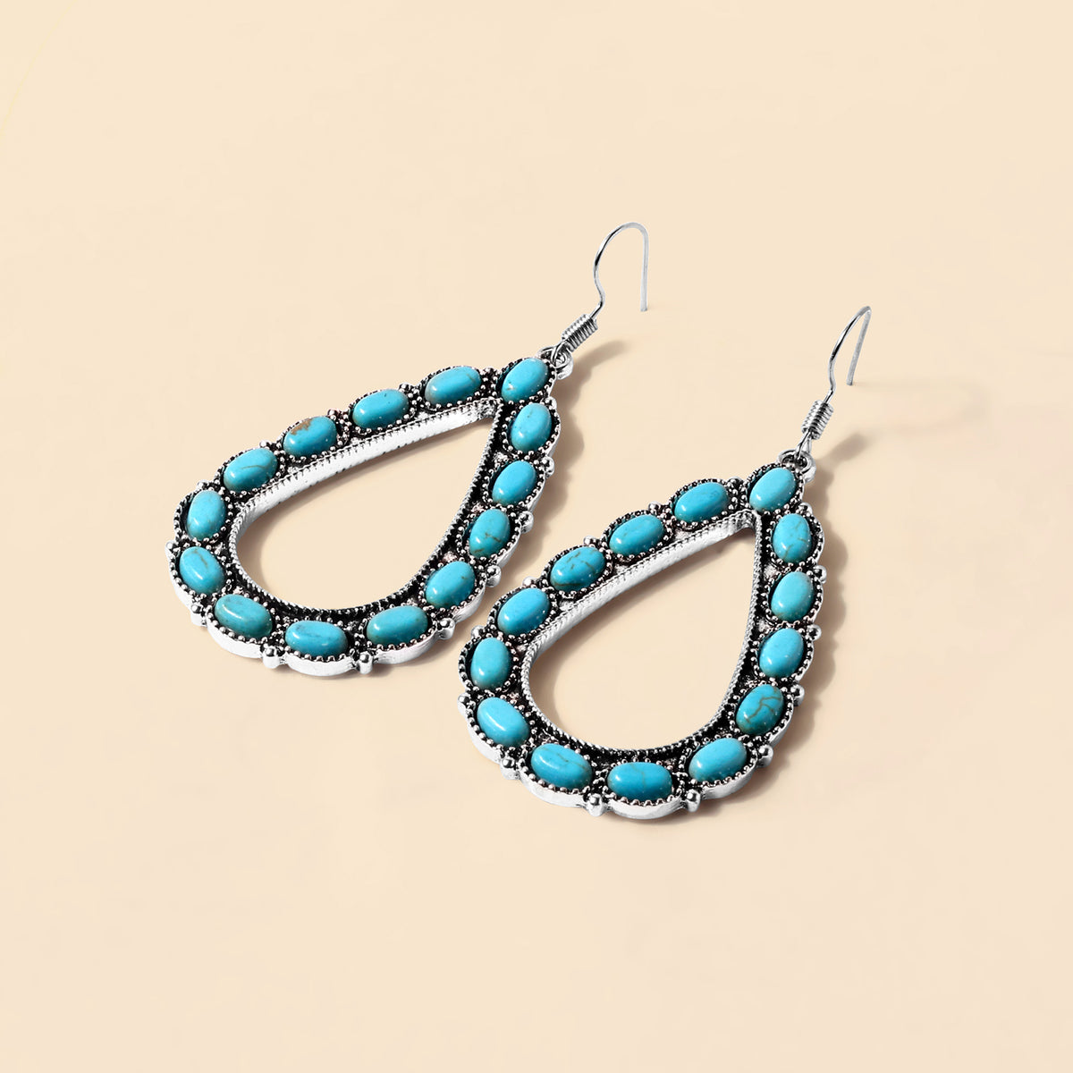 Teardrop Filigree Earrings in Skystone Blue