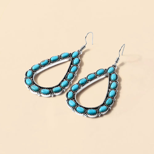 Teardrop Filigree Earrings in Skystone Blue