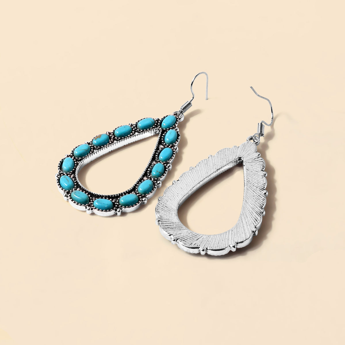 Teardrop Filigree Earrings in Skystone Blue