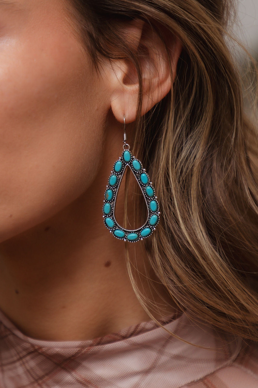 Teardrop Filigree Earrings in Skystone Blue