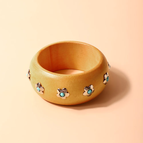 Timbergrain Wooden Cuff Bracelet in Honey Cream