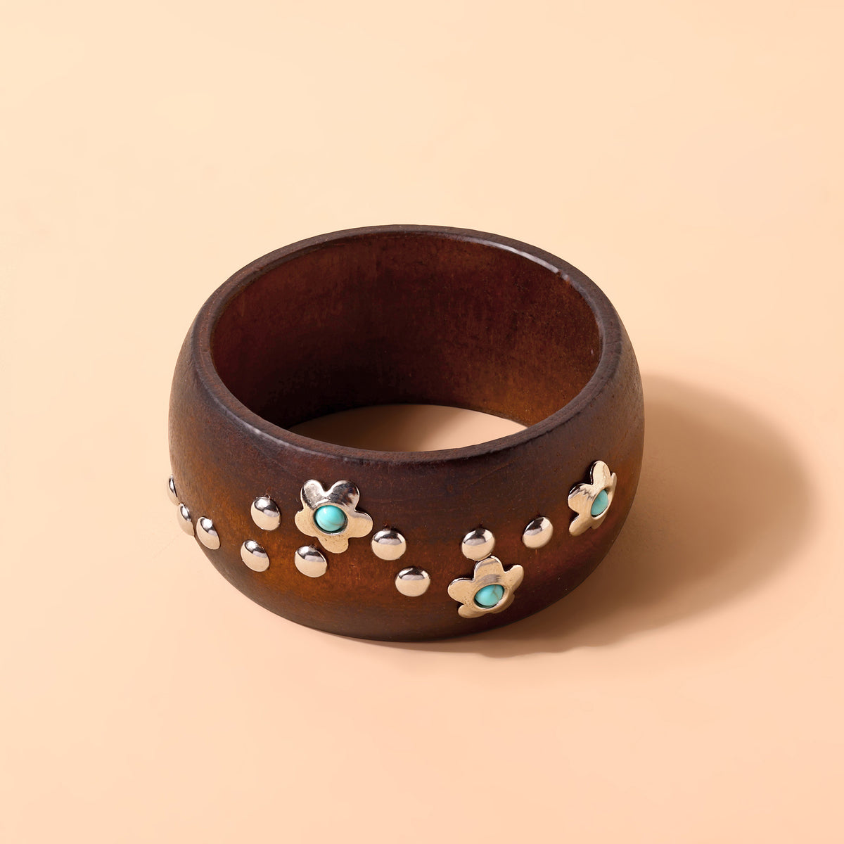 Rodeo Flower Wooden Cuff Bracelet in Dark Walnut
