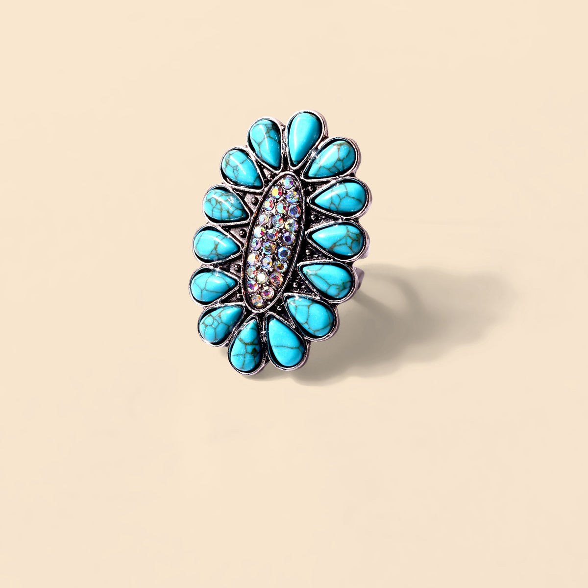 Sunburst Ring in Ocean Blue