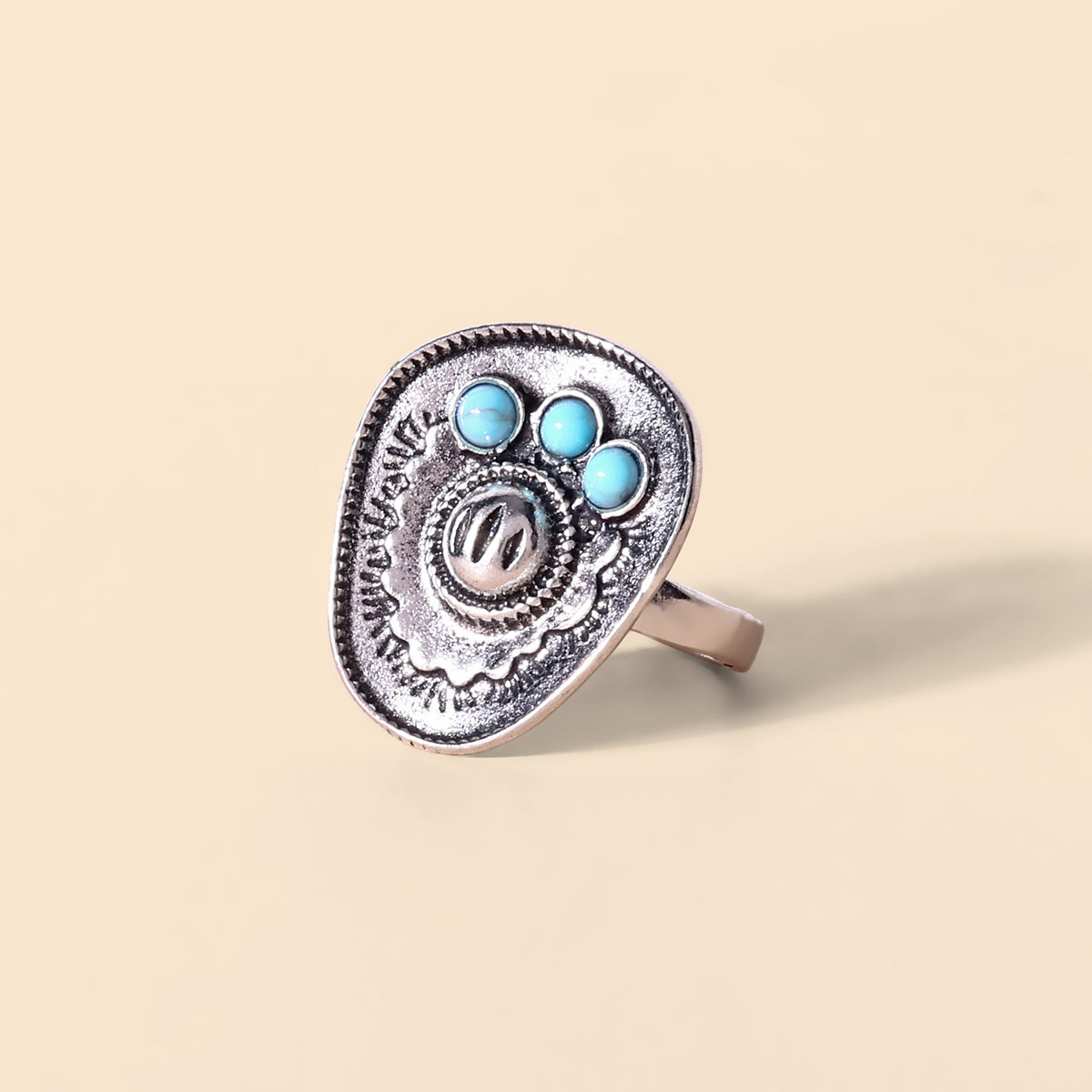 Canyon Moon Oval Ring in Pewter Blue