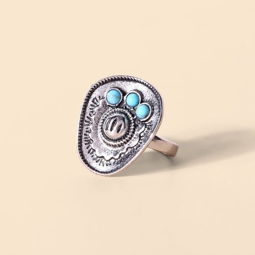 Canyon Moon Oval Ring in Pewter Blue