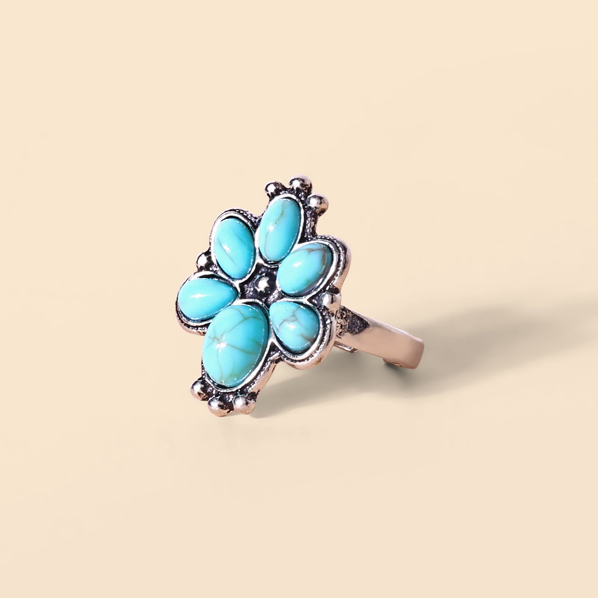 Rosette Bloom Ring in Sky Blue