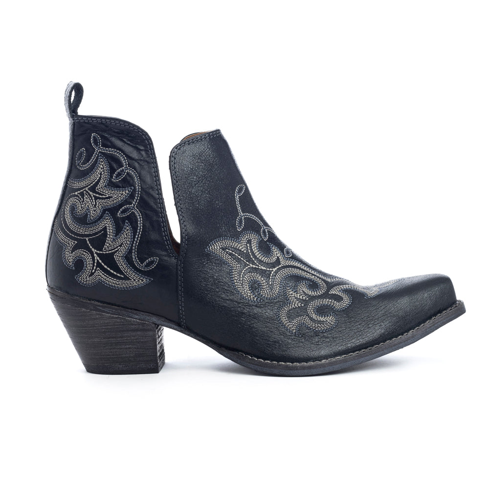 Sunset Trail Genuine Leather Booties in Cinder Black
