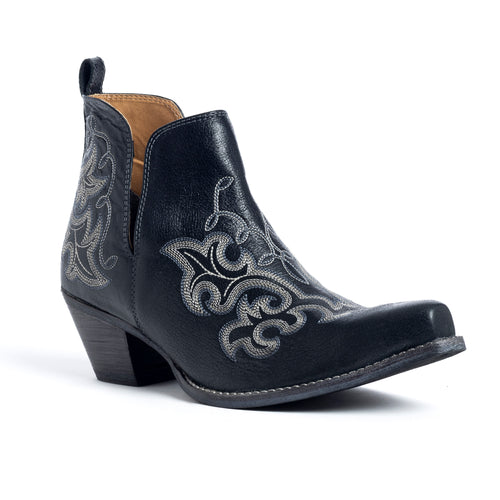Sunset Trail Genuine Leather Booties in Cinder Black