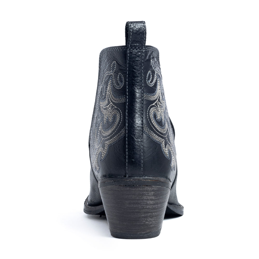 Sunset Trail Genuine Leather Booties in Cinder Black